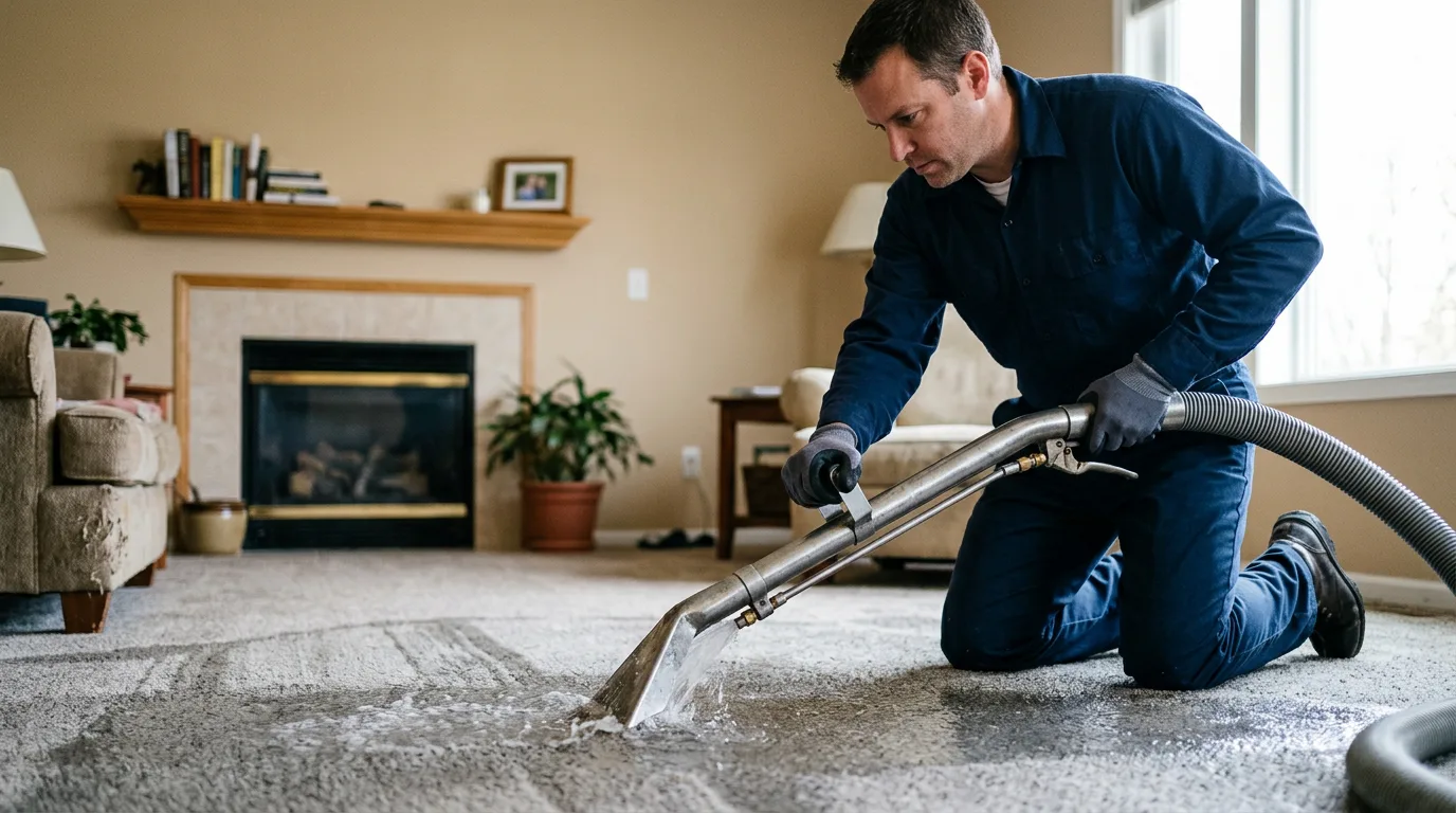 Water damage restoration technician working near Fayetteville, NY